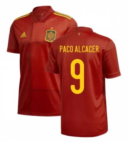 2020 EURO Spain Home Kit Soccer Jersey PACO ALCACER 9